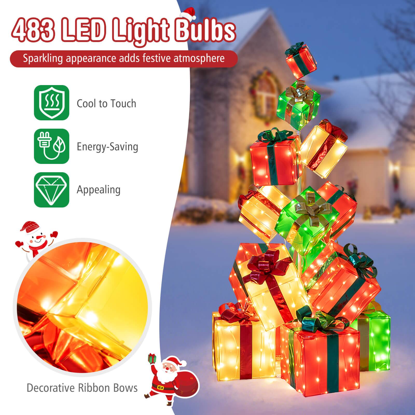 483 LED Light Bulbs  
Sparkling appearance adds festive atmosphere  

- Cool to Touch  
- Energy-Saving  
- Appealing  

Decorative Ribbon Bows