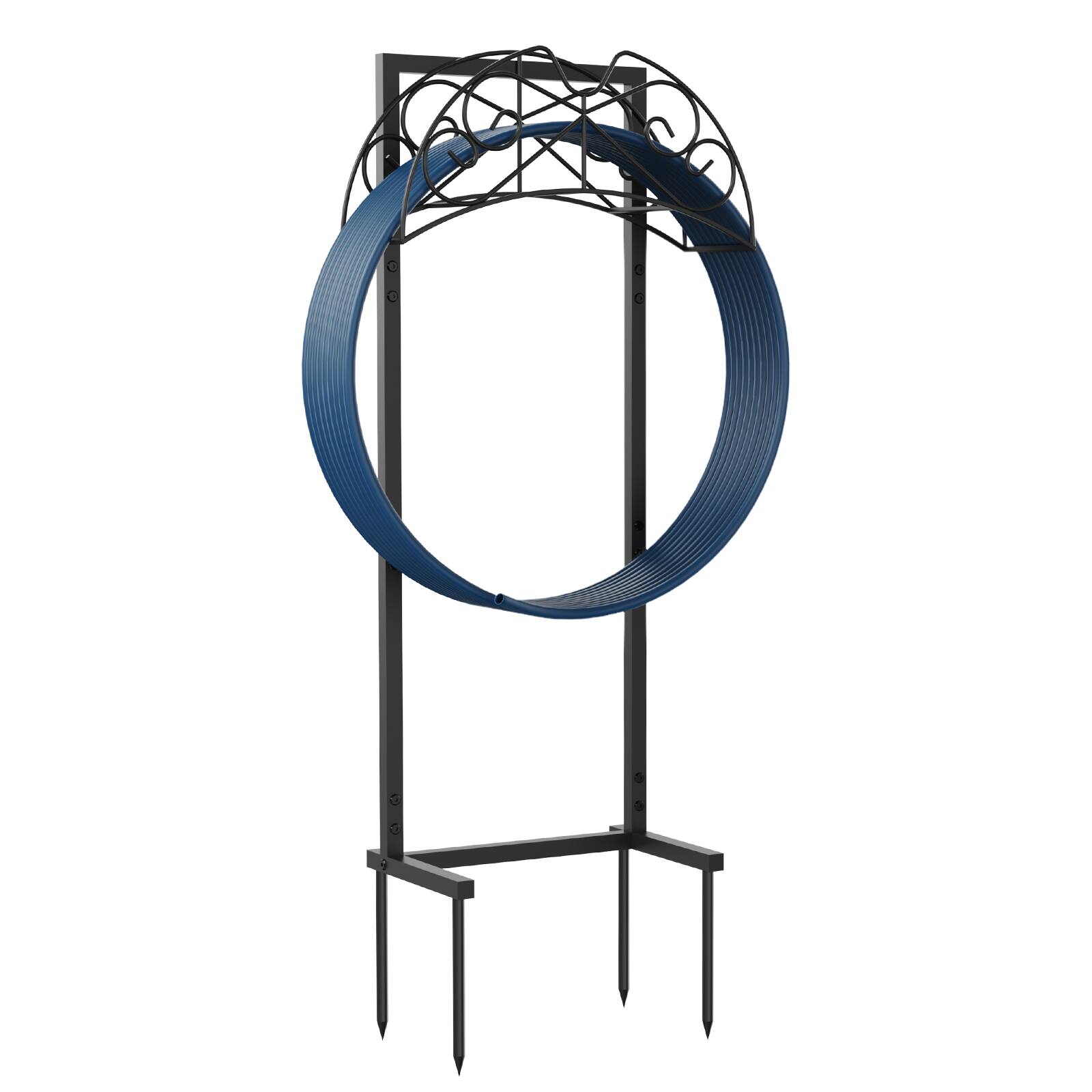 Alt View 1. Oumilen - Black Freestanding Garden Hose Holder, Heavy Duty Metal Water Hose Stand.