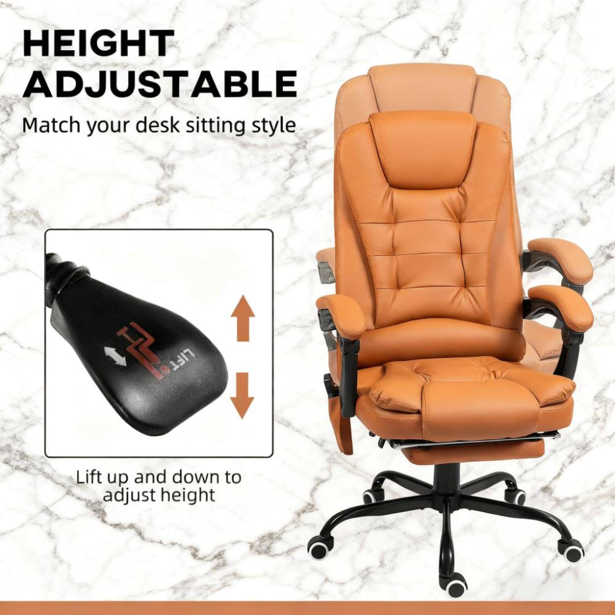 HEIGHT ADJUSTABLE  
Match your desk sitting style  

Lift up and down to adjust height