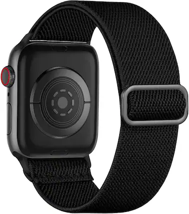 Front. Core Tech - Stretchy Solo Loop Watch Band for Apple Watch 42/44/45/46/49mm - Black.
