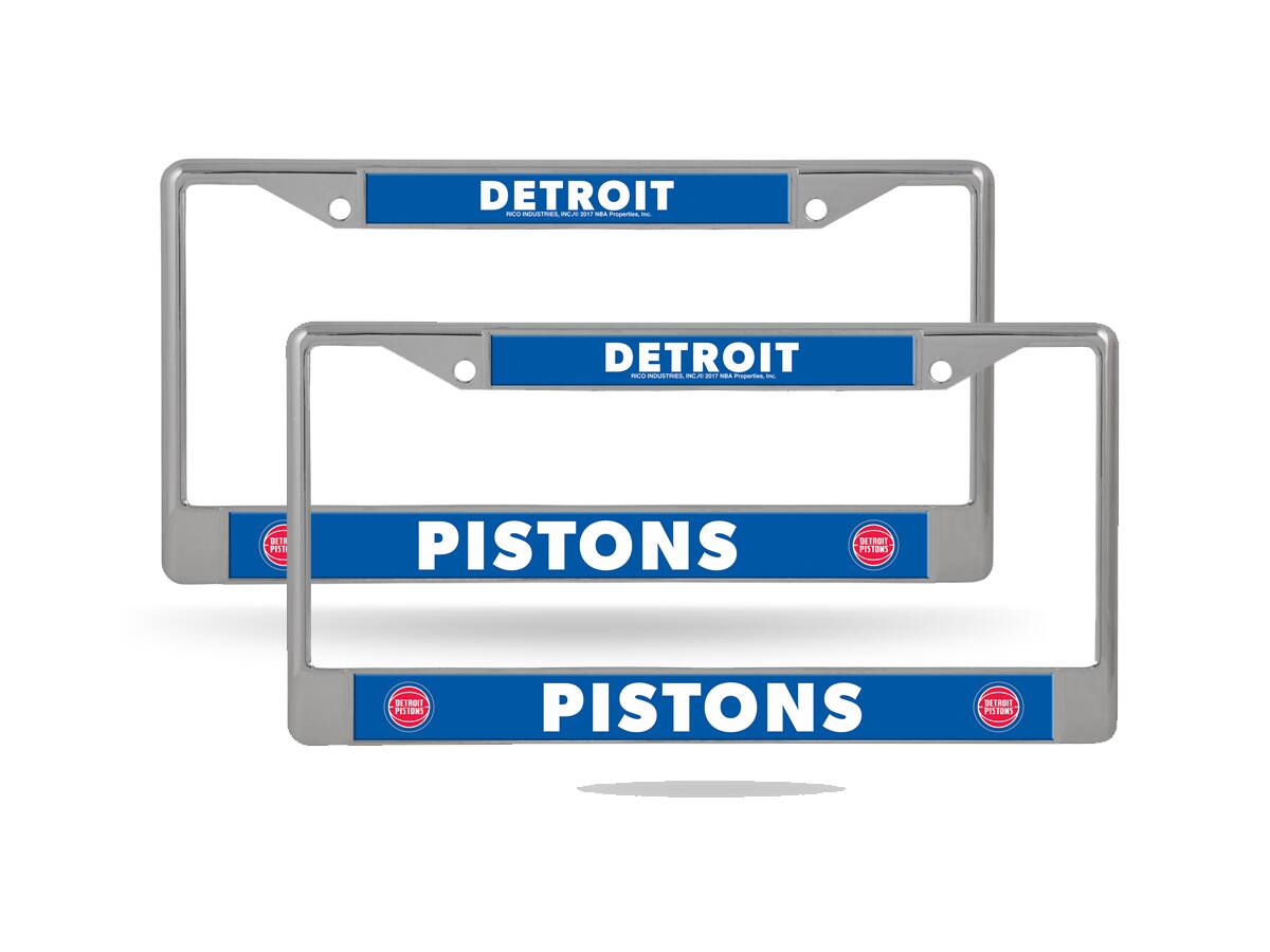 Detroit NBA Pistons Chrome Metal License Plate Frame - Set of 2 Frames
