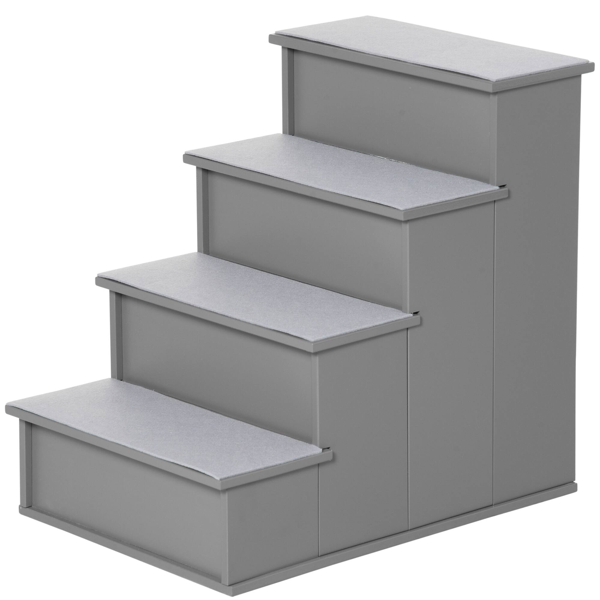 Front. Pawhut - Pet Stairs, Small Pet Steps with Cushioned Removable Covering for Dogs and Cats Up To 22 Lbs. - Grey.