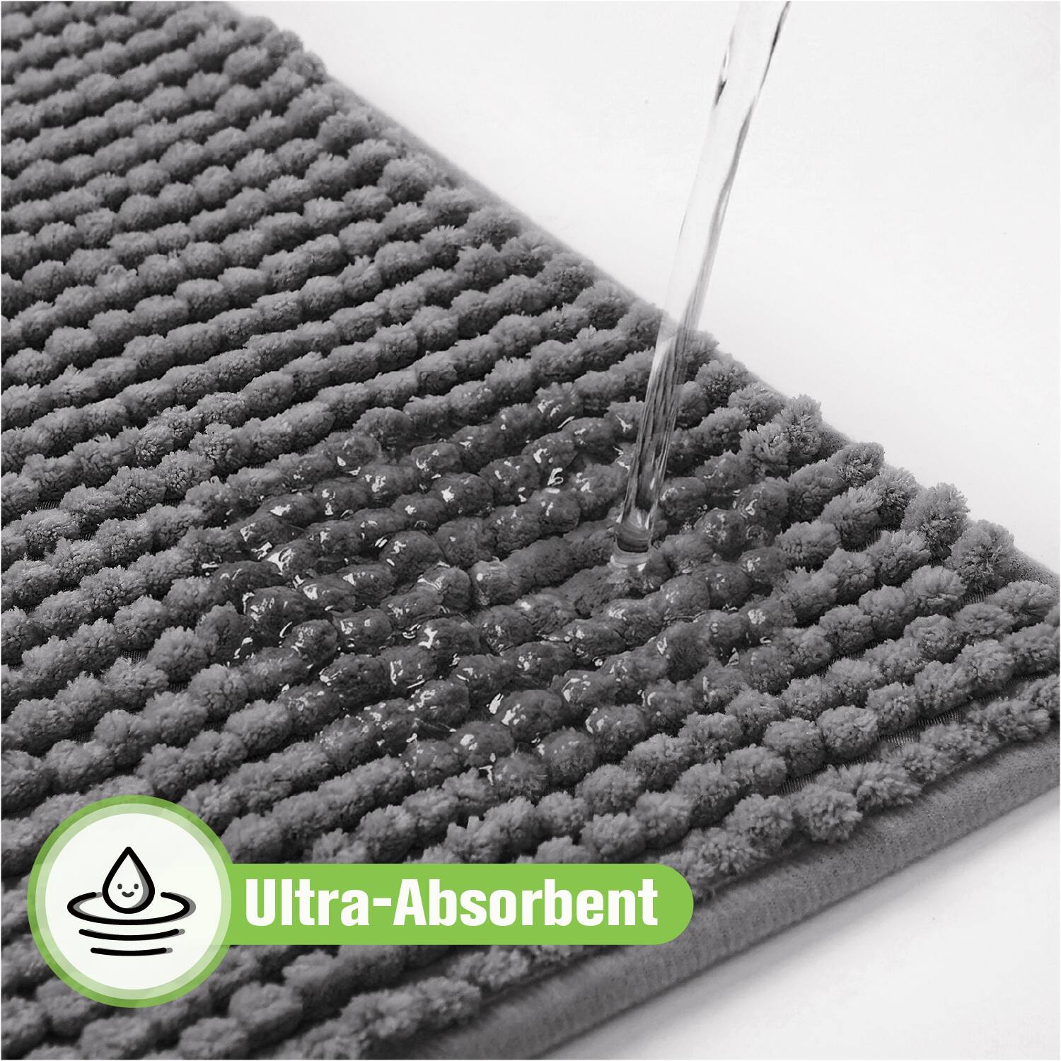 Left. Garnen - Bathroom Rugs Non Slip Bath Mat 20"x31" Soft Absorbent Quick Dry Washable Bath Mats for Bathroom Floor Tub Shower, Gray - Gray.