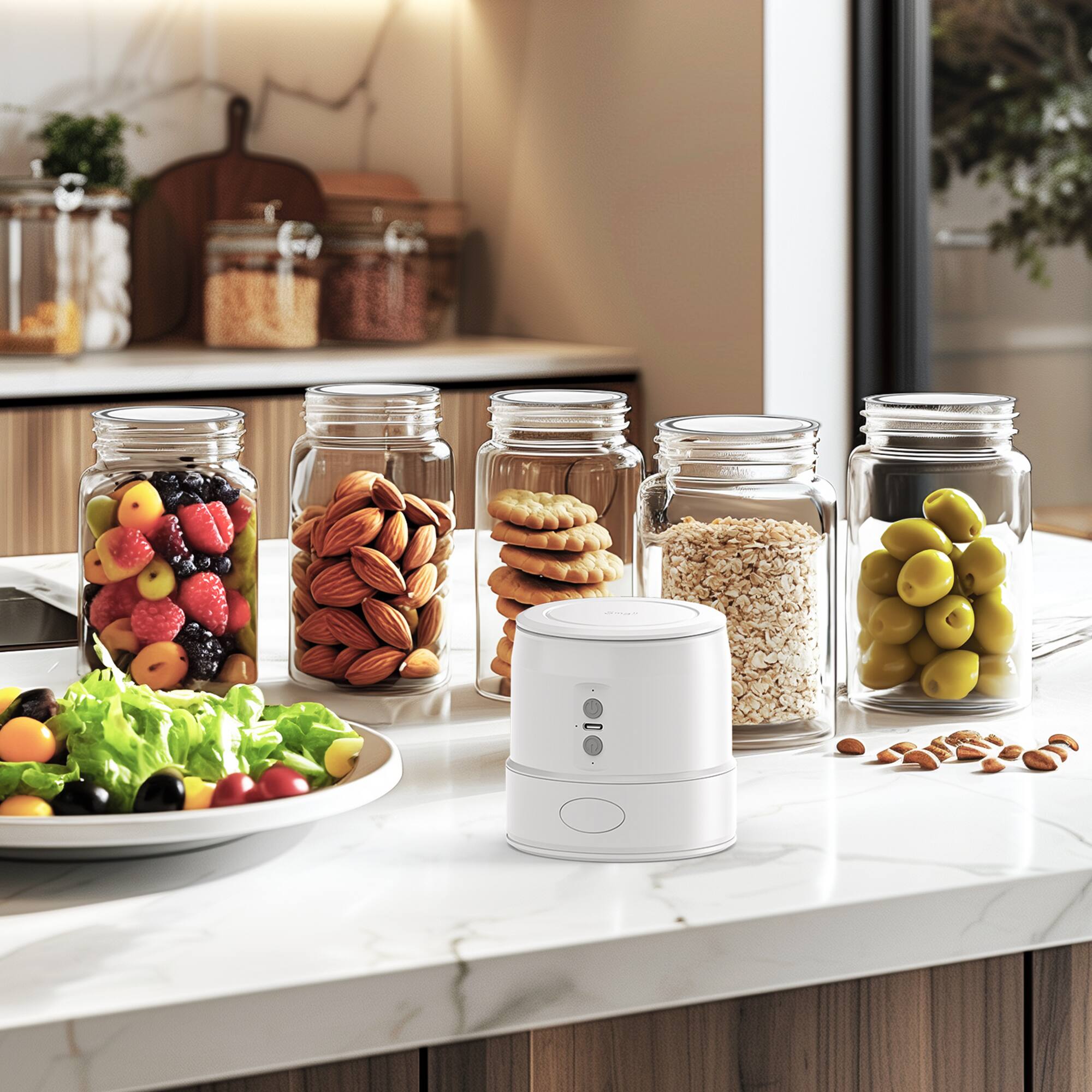 Alt View 4. Easyera - EASYERA Electric Mason Jar Vacuum Sealer, Upgraded Dual-Head Auto-Stop, Fits Wide & Regular Mouth Jars - White.