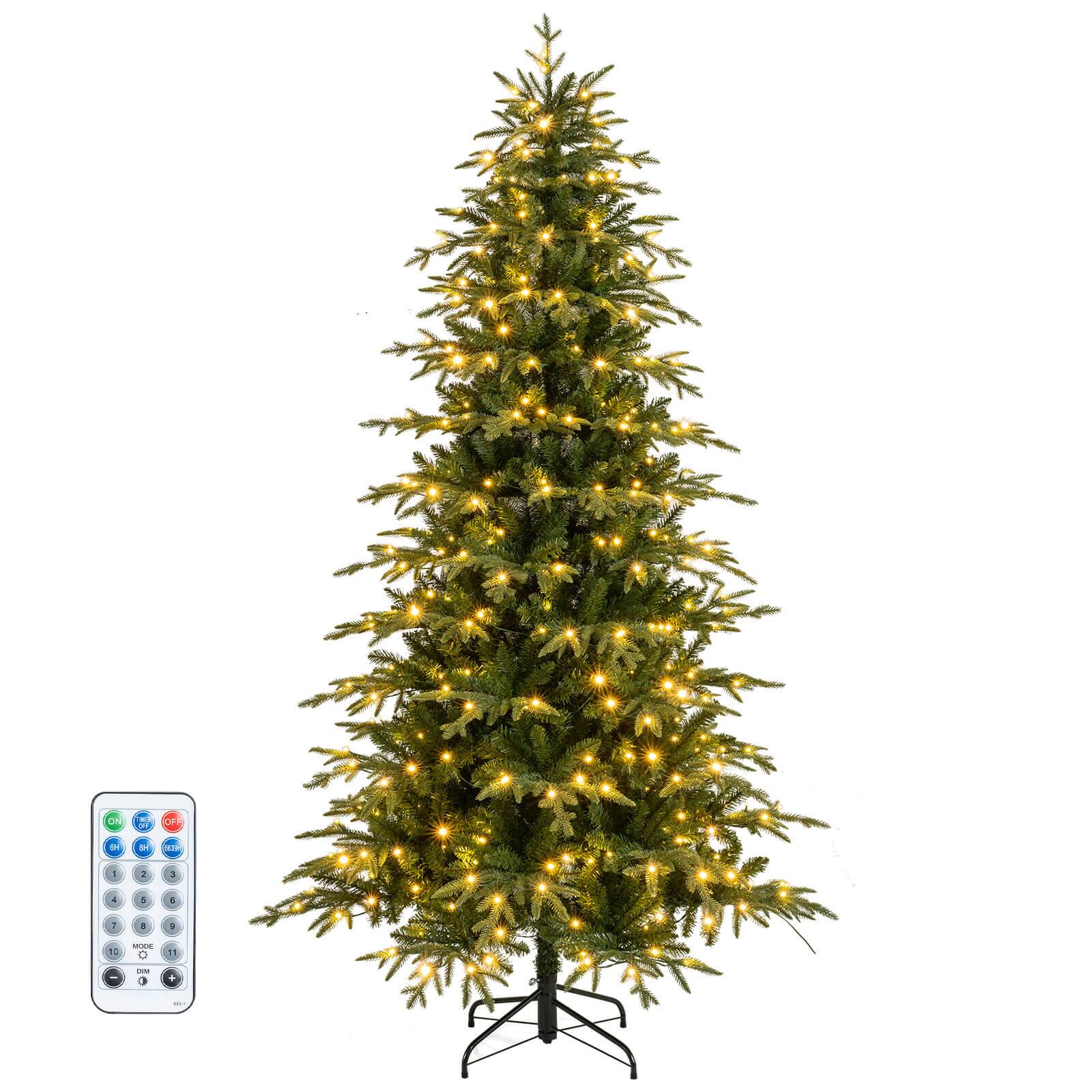 Alt View 9. Costway - Costway 7.5 FT Artificial Christmas Tree Pre-Lit Xmas Tree with 1195 Branch Tips - Green.