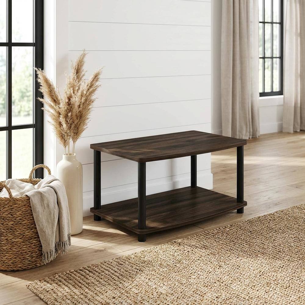Alt View 1. FurniFact - Wooden TV stand with elevated design and no tools required - Brown Black.