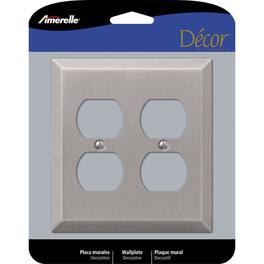 AMERELLE - Century Brushed 2 gang Stamped Steel Duplex Wall Plate 1 pk - Nickel