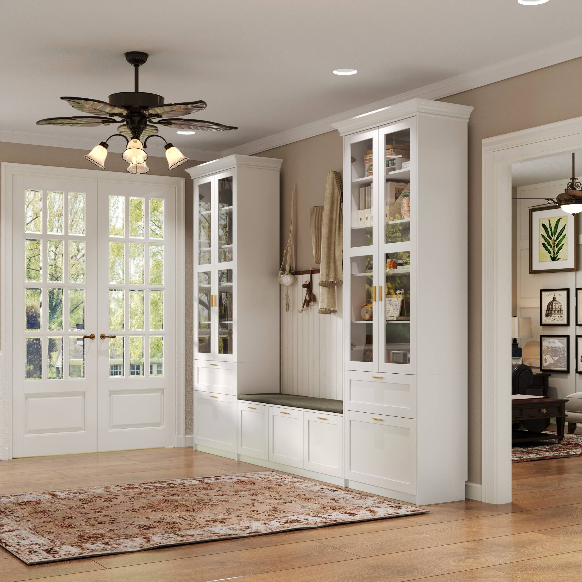 Alt View 4. Famapy - Famapy Multifunctional Display & Storage Cabinet: Safety - First Design for Elegant Organization - White.