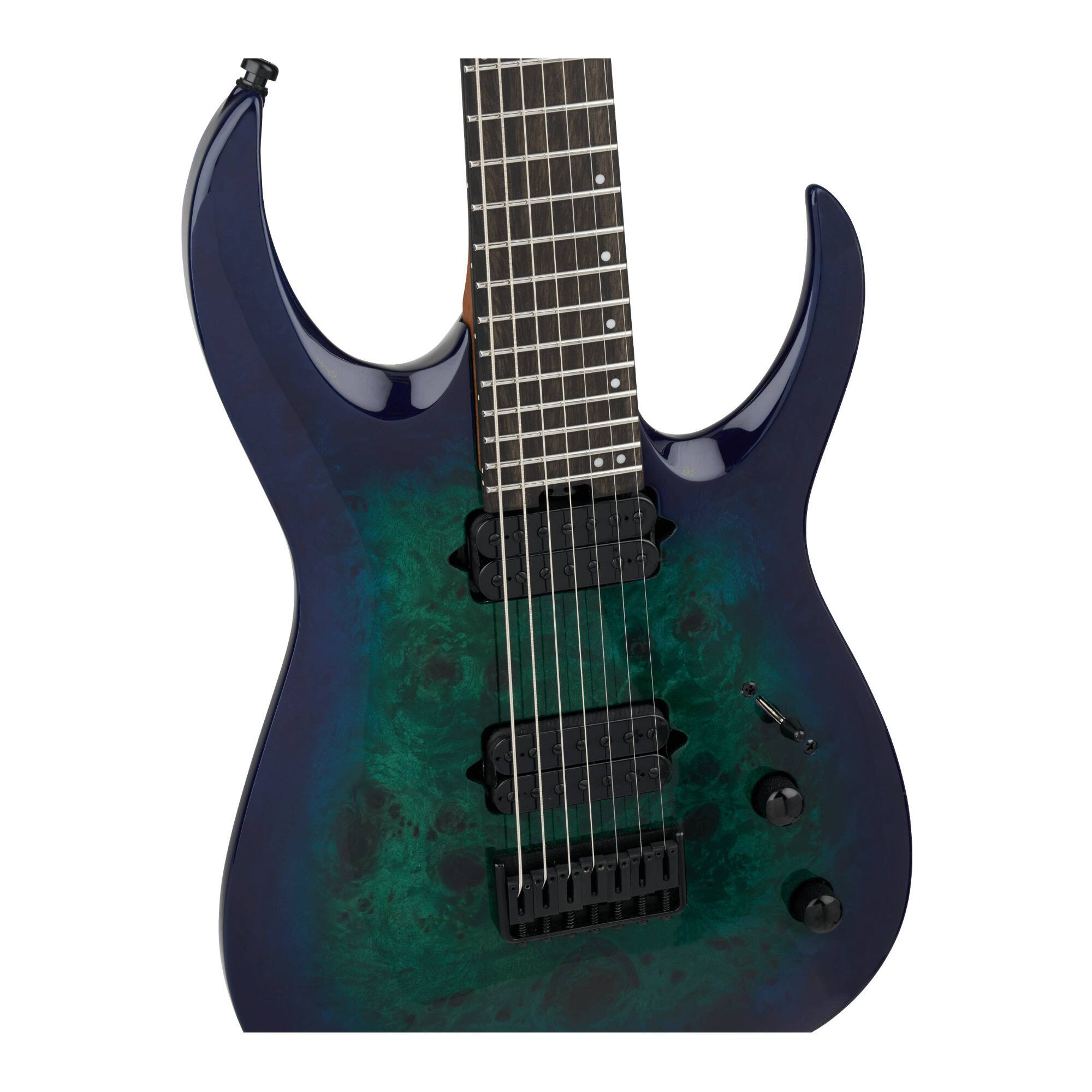 Left. Jackson - Jackson Pro Misha Mansoor Juggernaut HT7P Chlorine Burst Guitar.