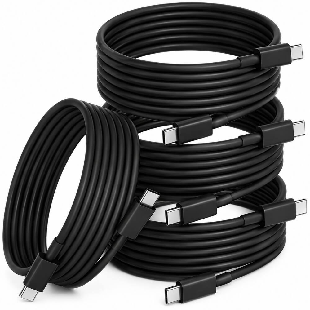 Front. Qixxronics - USB-C Cell Phone Cable 6FT, Data Transfer, Charging Cable Cord Compatible with USB Type-C Devices [4-PACK] - Black.
