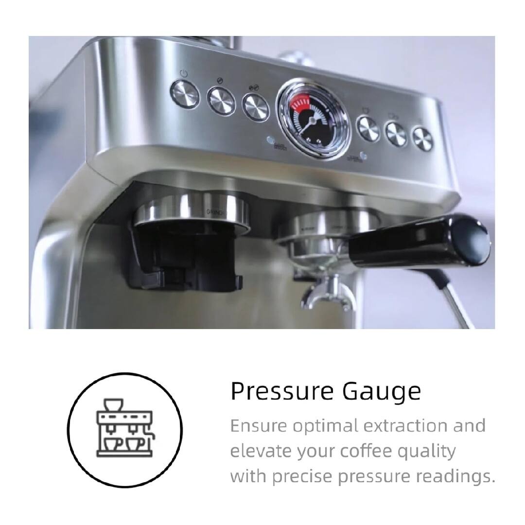 Pressure Gauge  
Ensure optimal extraction and elevate your coffee quality with precise pressure readings.