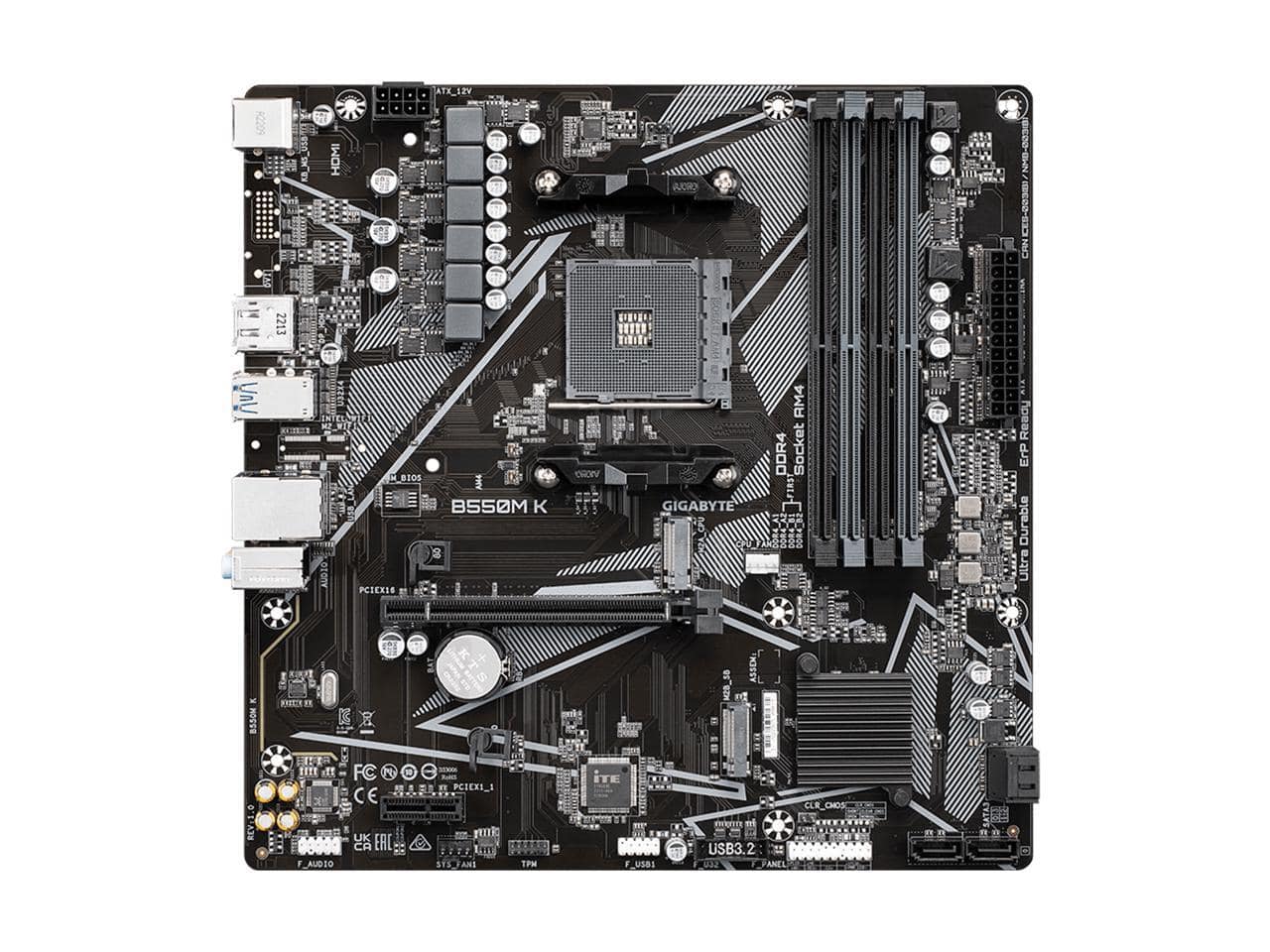 GIGABYTE B550M K AM4 AMD B550 Micro ATX Motherboard with Dual M.2