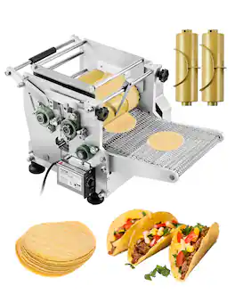 VEVOR - Electric Tortilla Maker, Automatic Corn Tortilla Making Machine with Non-Stick Coating and Two Molds(4 in + 6 in) - Silver