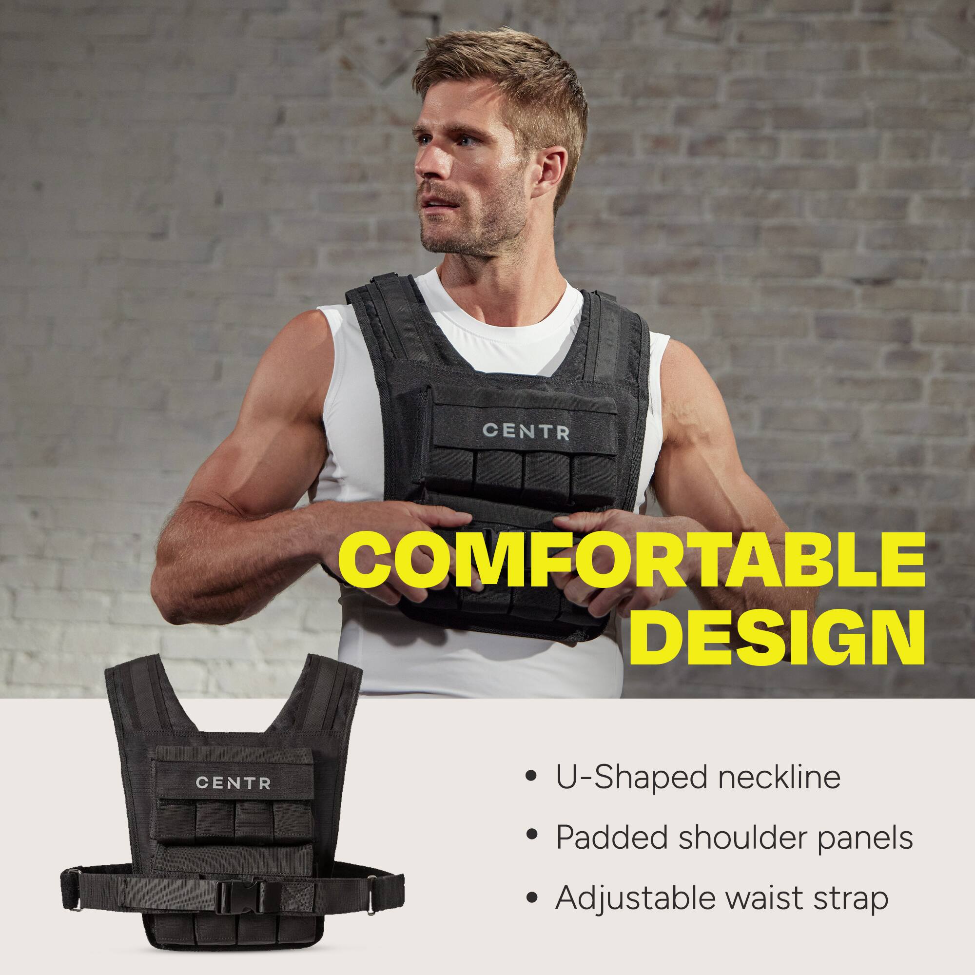 CENTR COMFORTABLE DESIGN CENTR U-shaped neckline Padded shoulder panels Adjustable waist strap