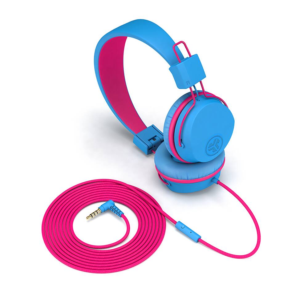 Back. JLab - JBuddies Studio On-Ear Kids Wired Headphones - Blue/Pink.