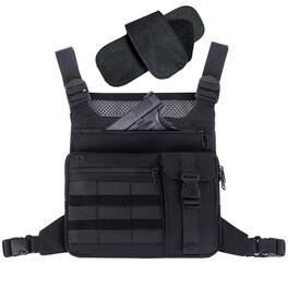 Wikistore - Tactical Chest Pack Running Bag Outdoor Sports Lightweight Water Resistant Hiking EDC Vest Rig for Men Women - Black