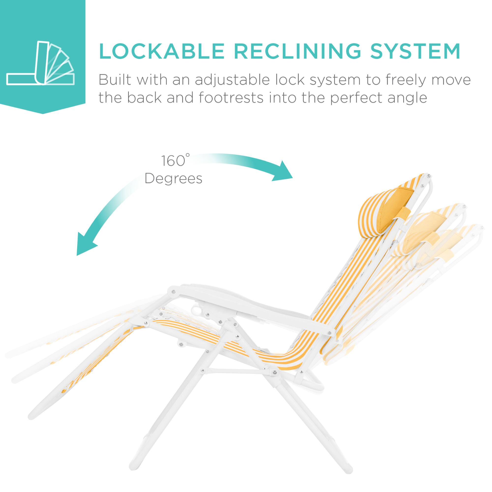 LOCKABLE RECLINING SYSTEM  
Built with an adjustable lock system to freely move the back and footrests into the perfect angle  
160 Degrees