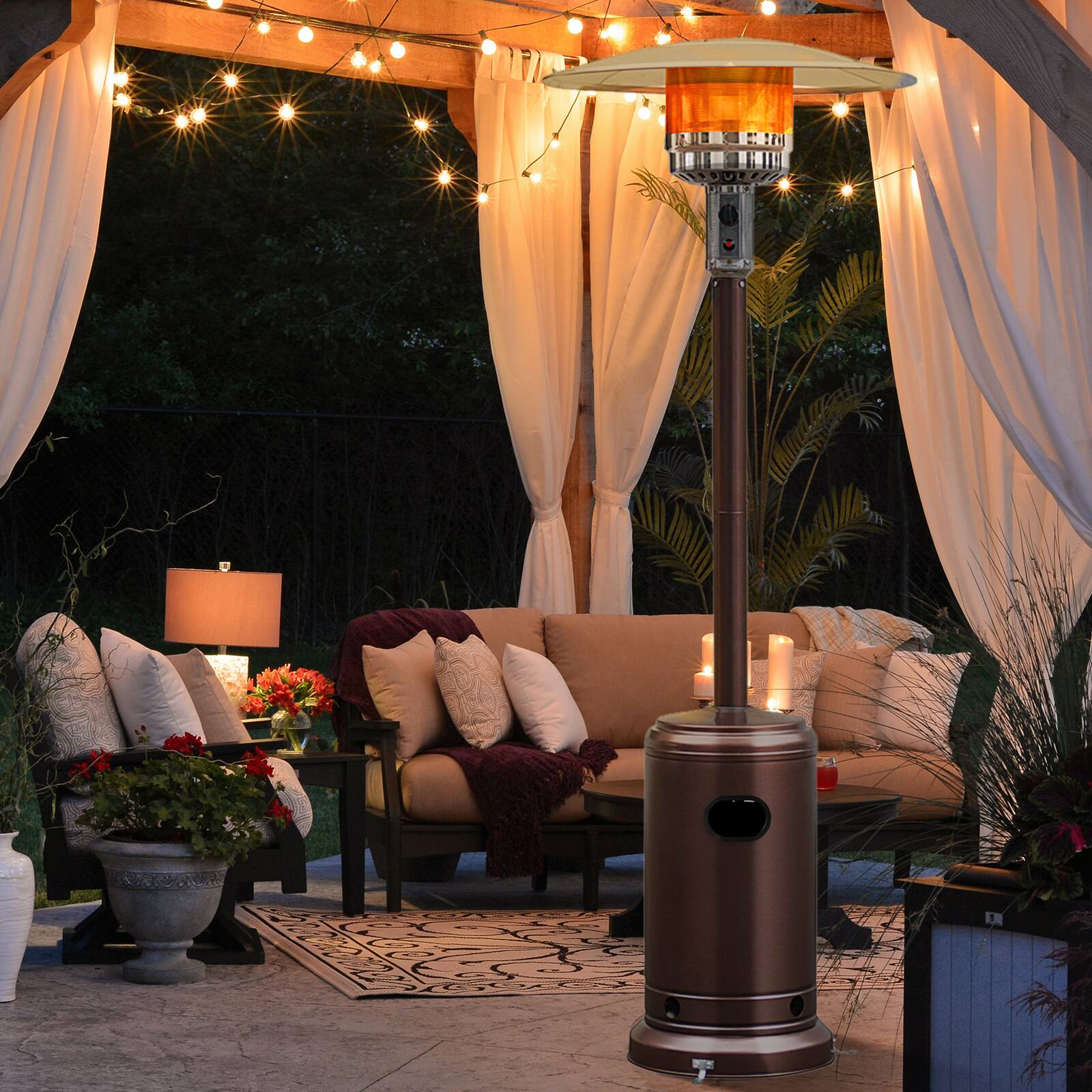 Alt View 1. Costway - Costway 48000 BTU Propane Patio Heater Standing Steel W/ Wheels - Brown.