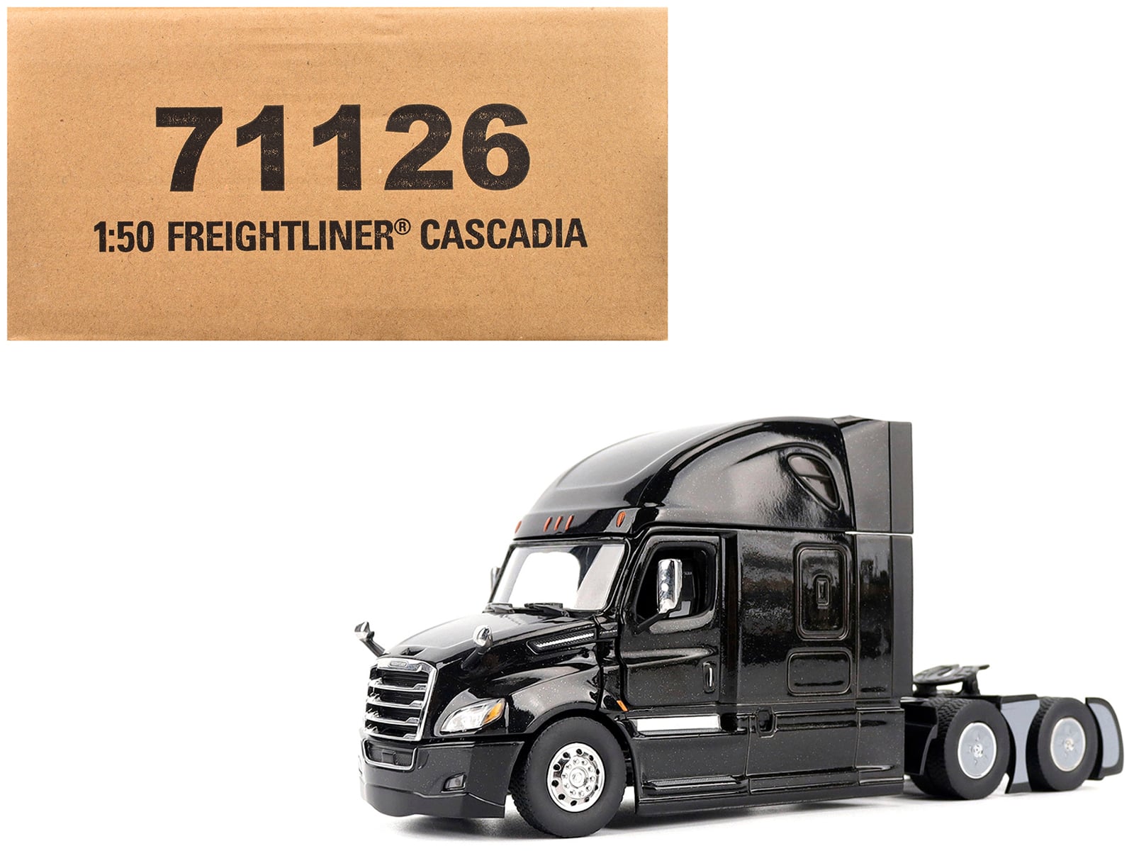 "Freightliner New Cascadia Sleeper Cab Truck Tractor Black ""Transport Series"" 1/50 Diecast Model by Diecast Masters" price history on PriceWatchPro