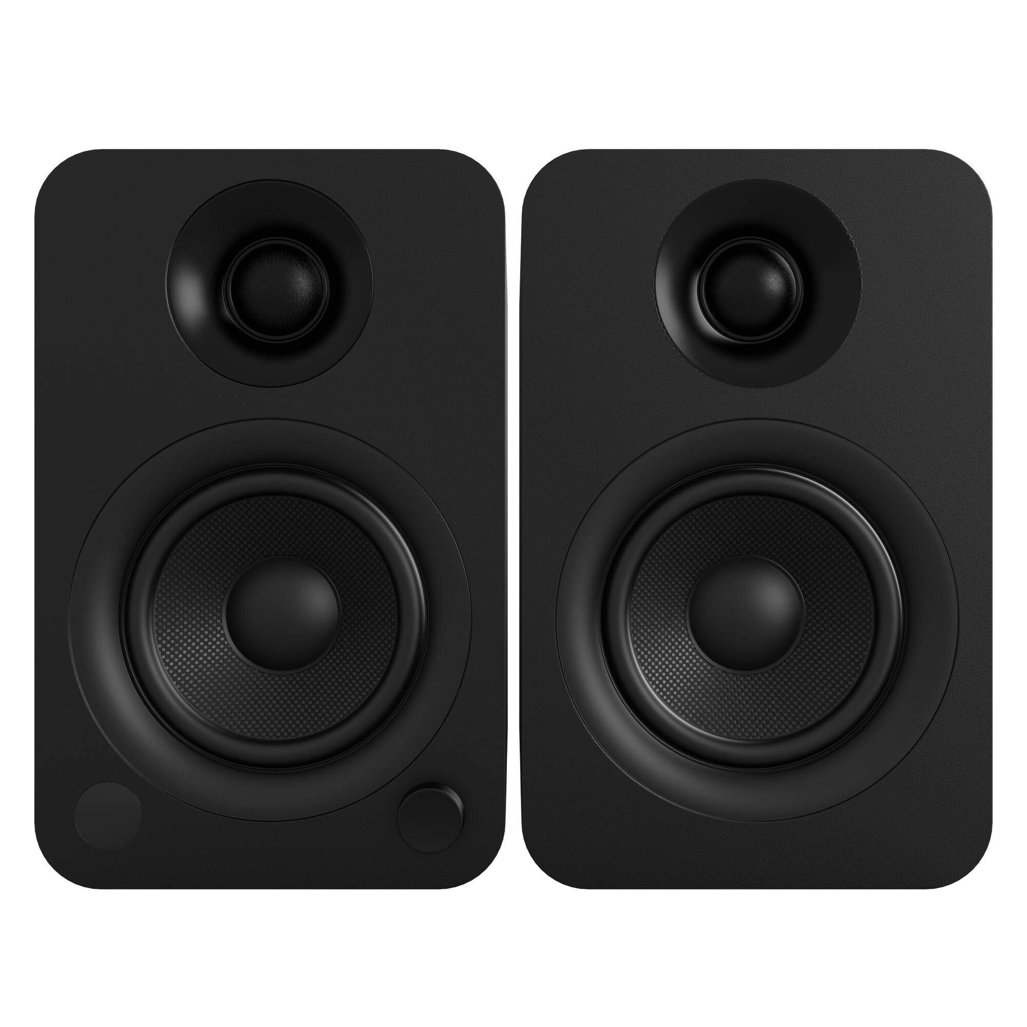 Left. Kanto - Kanto YU Powered Bookshelf Speaker with Bluetooth & RCA Input (Matte Black) - Pair - Black.