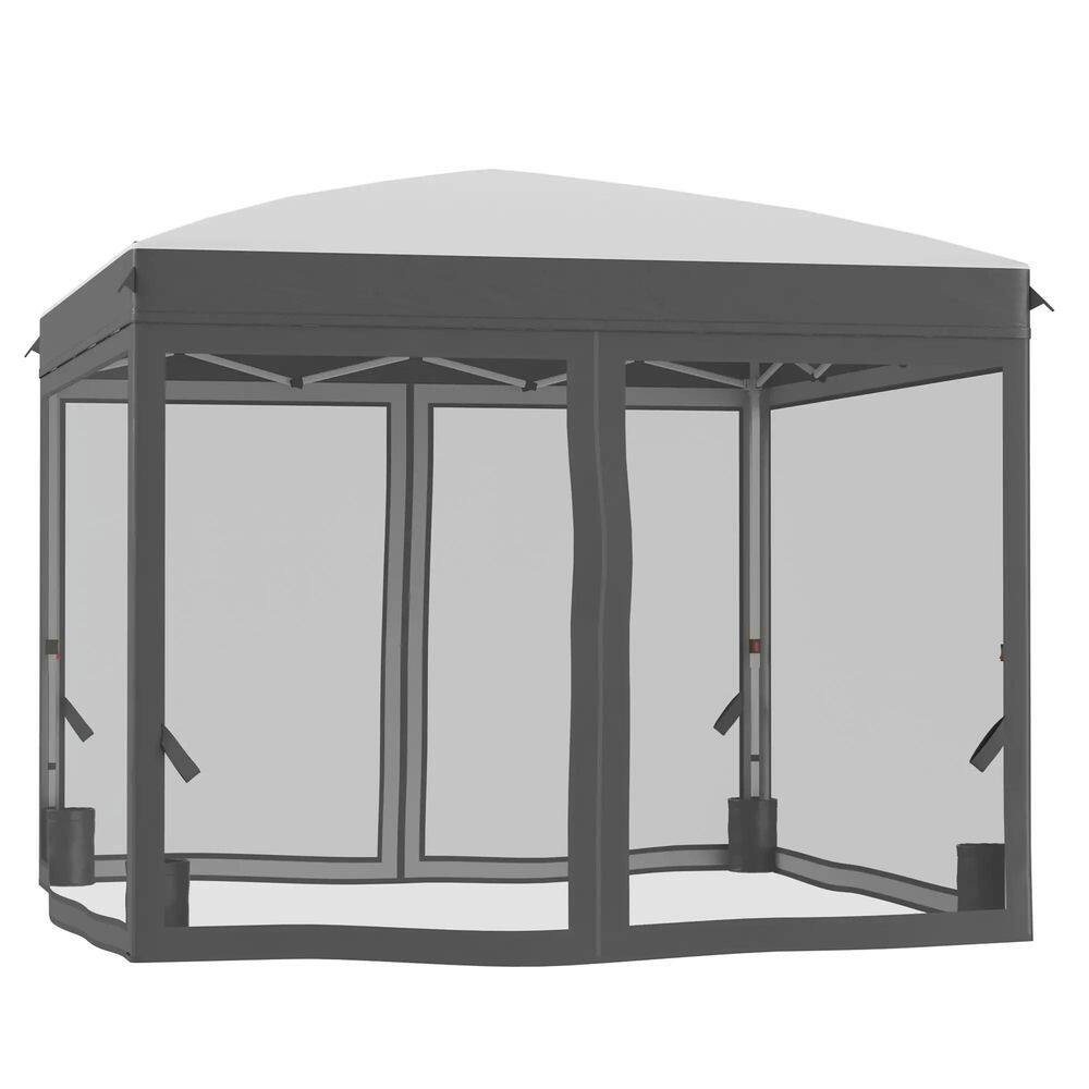 Alt View 7. Spaco - Spaco 10x10 Pop Up Canopy Tent with Netting, Adjustable Height, Easy Setup - Grey.