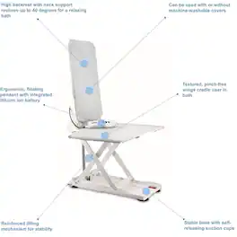 Invacare - Aquatec XL Bariatric Bath Lift Chair Battery Powered Reclining Tub Seat 375 lb - Beige