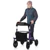 Front. Costway - Costway Foldable Height Adjustable Rollator Walker with Seat, Storage Bag for Seniors Purple - Purple.
