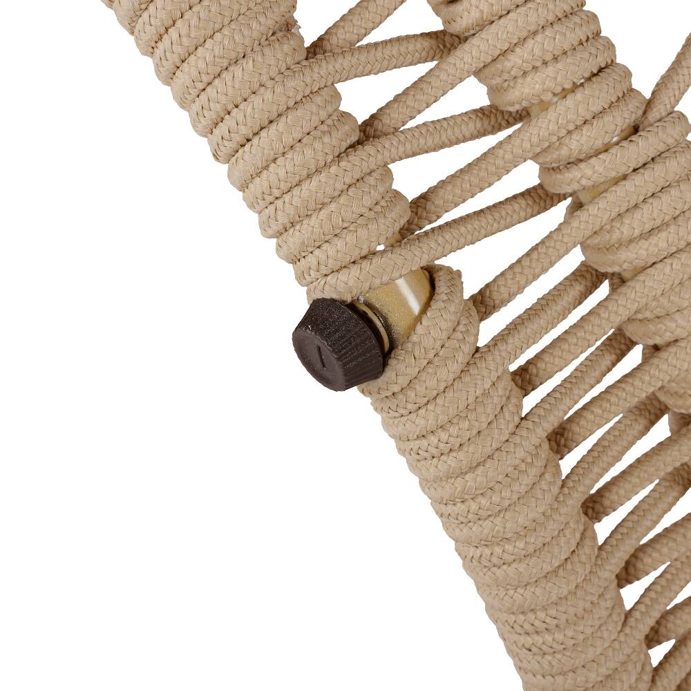 Alt View 6. Loheer - Loheer Round Acacia Wood Side Table Woven Rope Outdoor Accent Table Teak Finish - Light Beige.