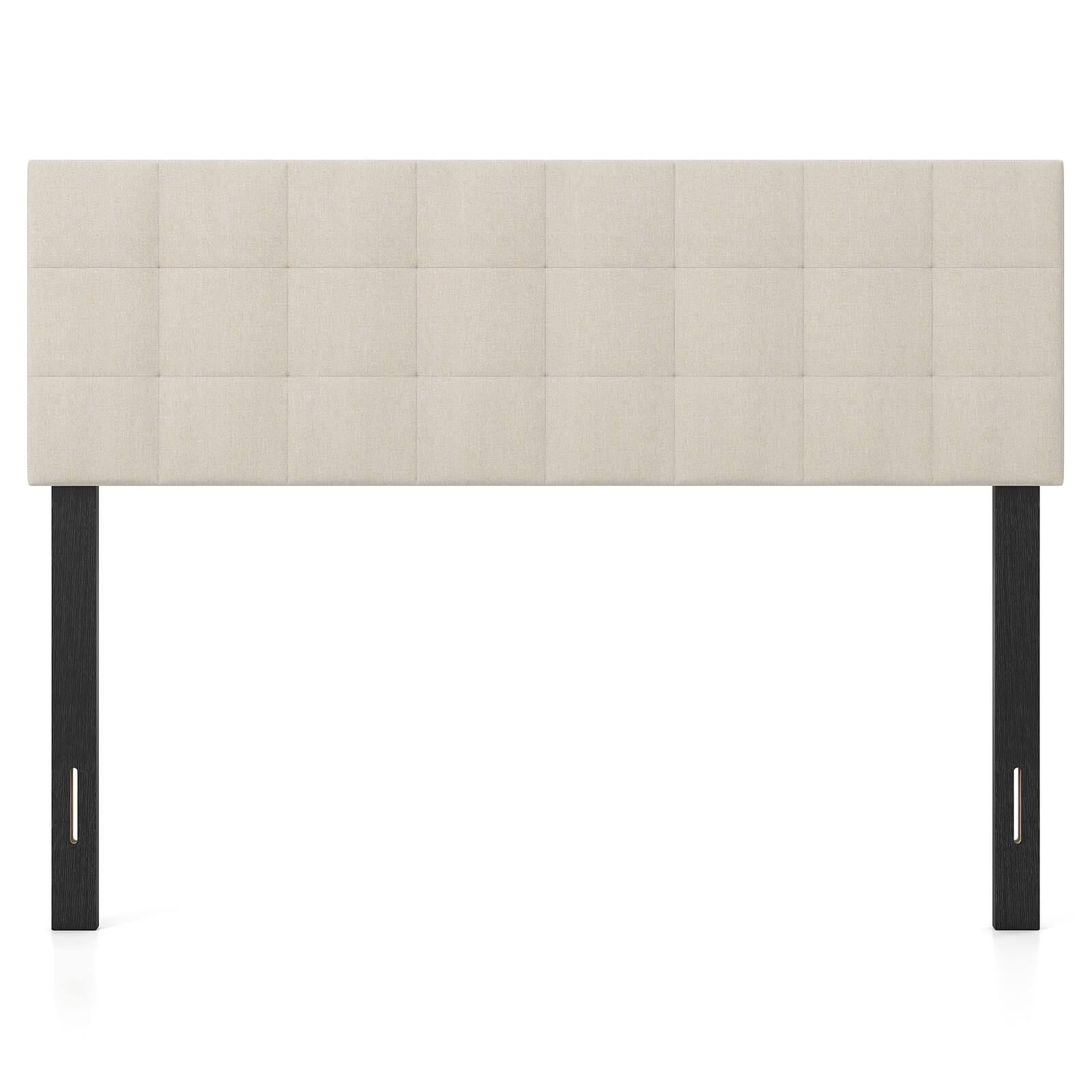 Gymax - Upholstered Headboard Queen/Full Size Quilted Grid Linen Fabric Bed Frame - Beige price history on PriceWatchPro