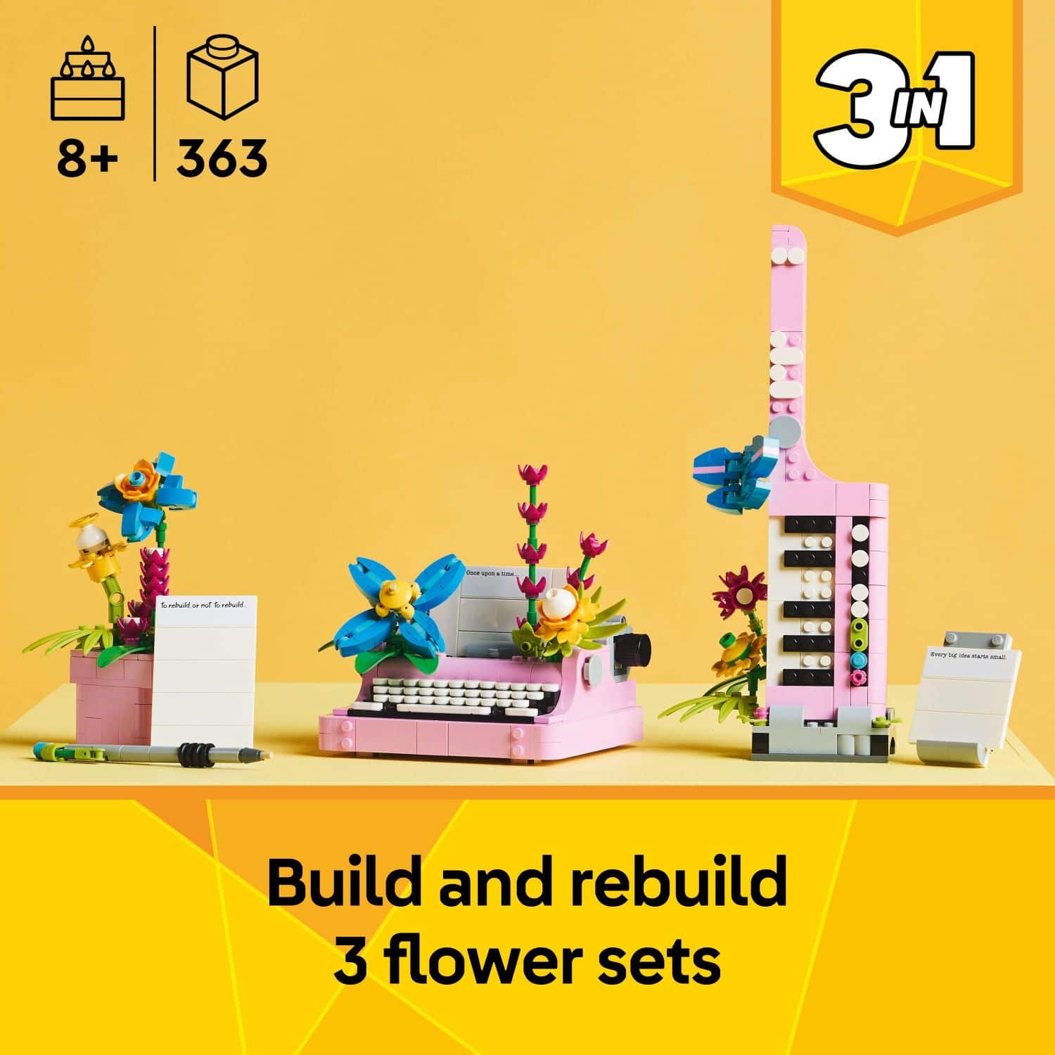 Build and rebuild 3 flower sets