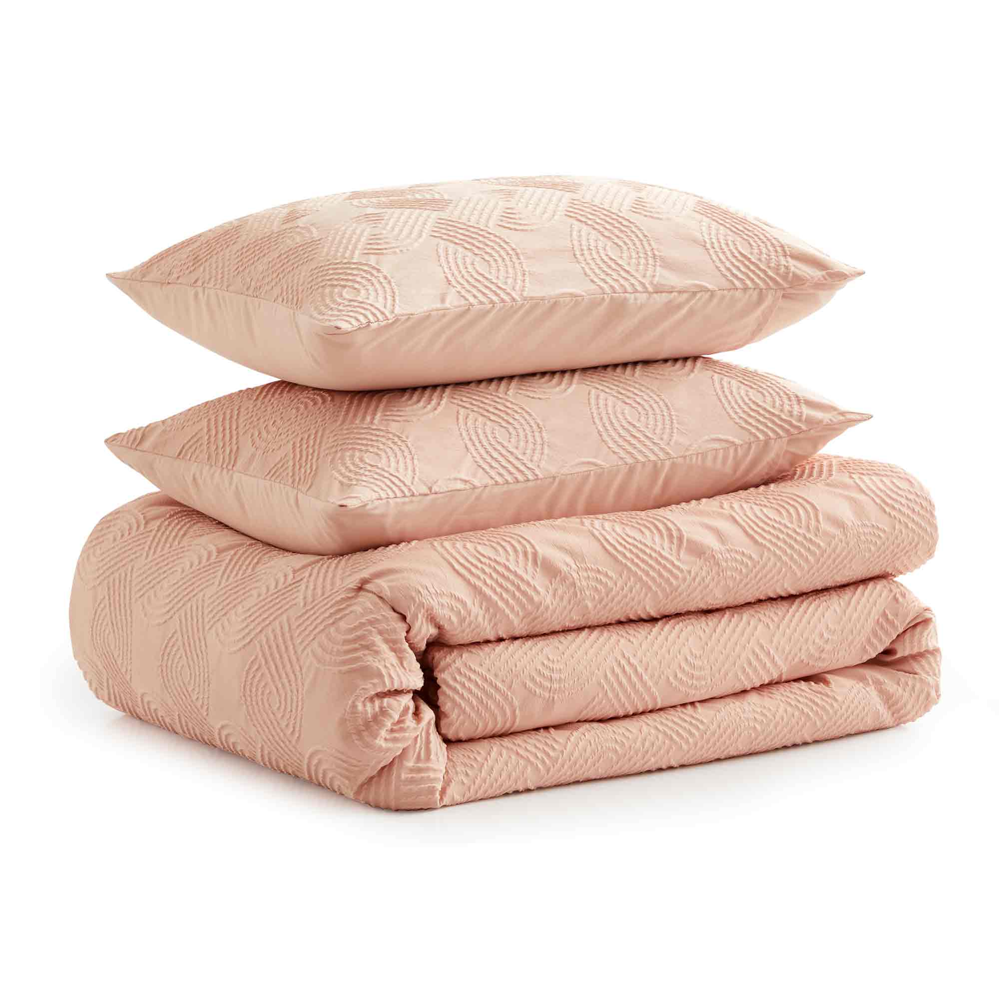 Alt View 2. Peace Nest - Peace Nest 3-Piece Bubble Textured Seersucker Comforter Set, All Season Down Alternative Bedding, Pink, Full/Queen - Pink.