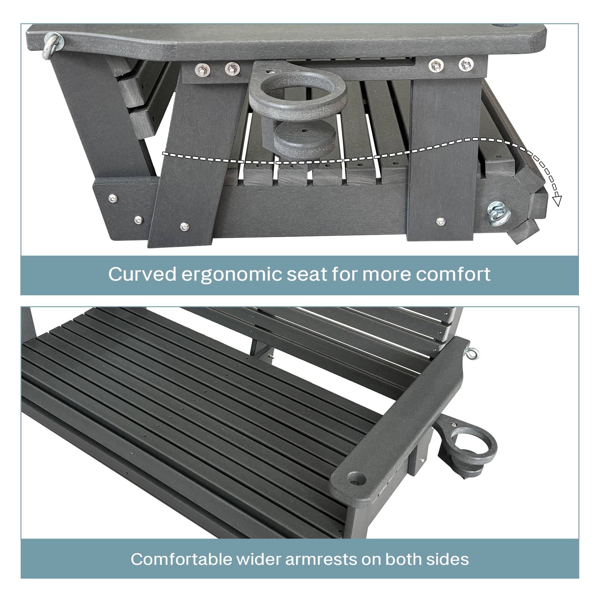 Curved ergonomic seat for more comfort

Comfortable wider armrests on both sides