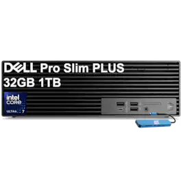 Dell - Upgraded - Pro Slim Plus QBS1250 SFF Business Desktop - AI PC -Intel Core Ultra 7 265 2025 - 32GB Memory - 1TB SSD - Win 11 Pro - Black
