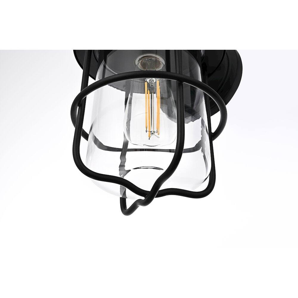 Alt View 1. Elegant Lighting - Huxley 7 Inch Outdoor Wall Sconce In Black - Black.