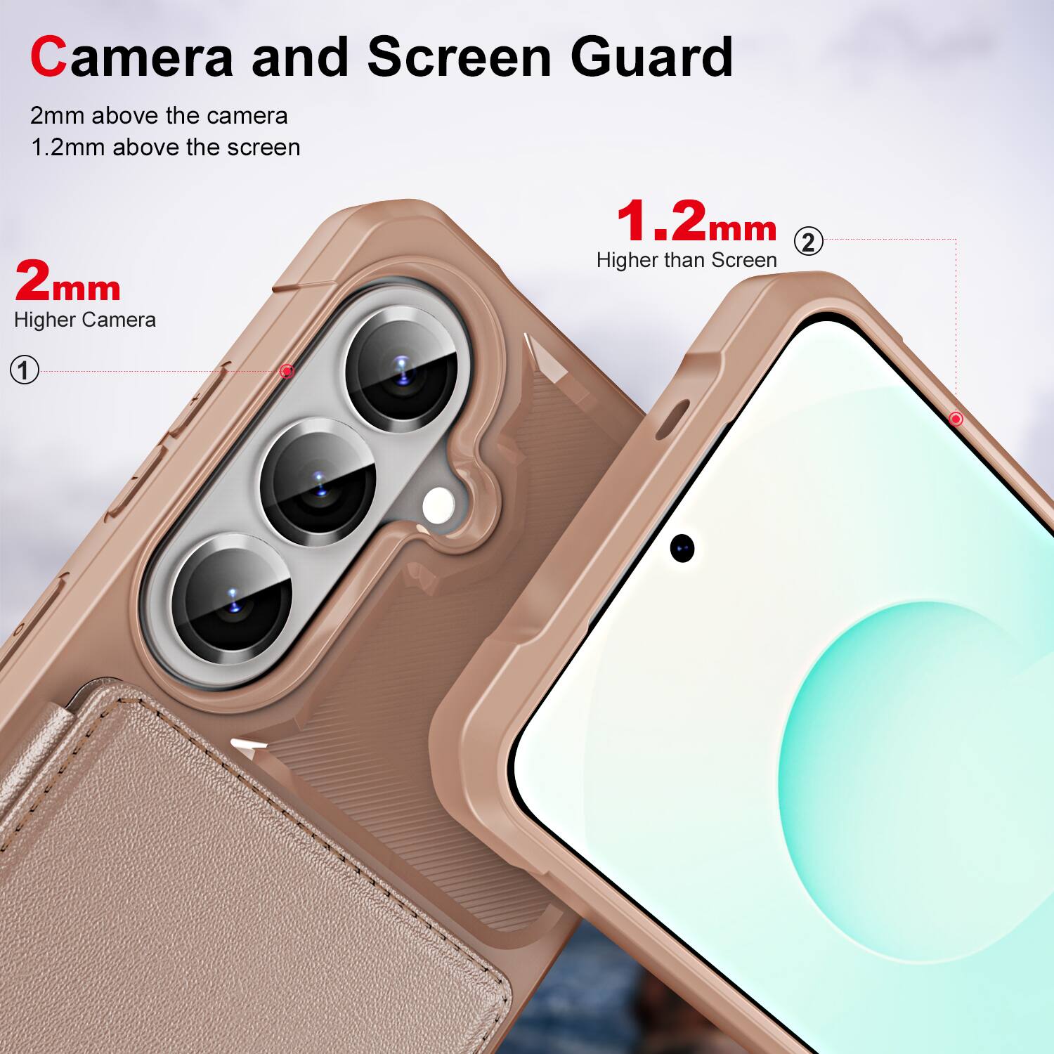 Camera and Screen Guard

2mm above the camera  
1.2mm above the screen

2mm  
Higher Camera

1.2mm  
Higher than Screen