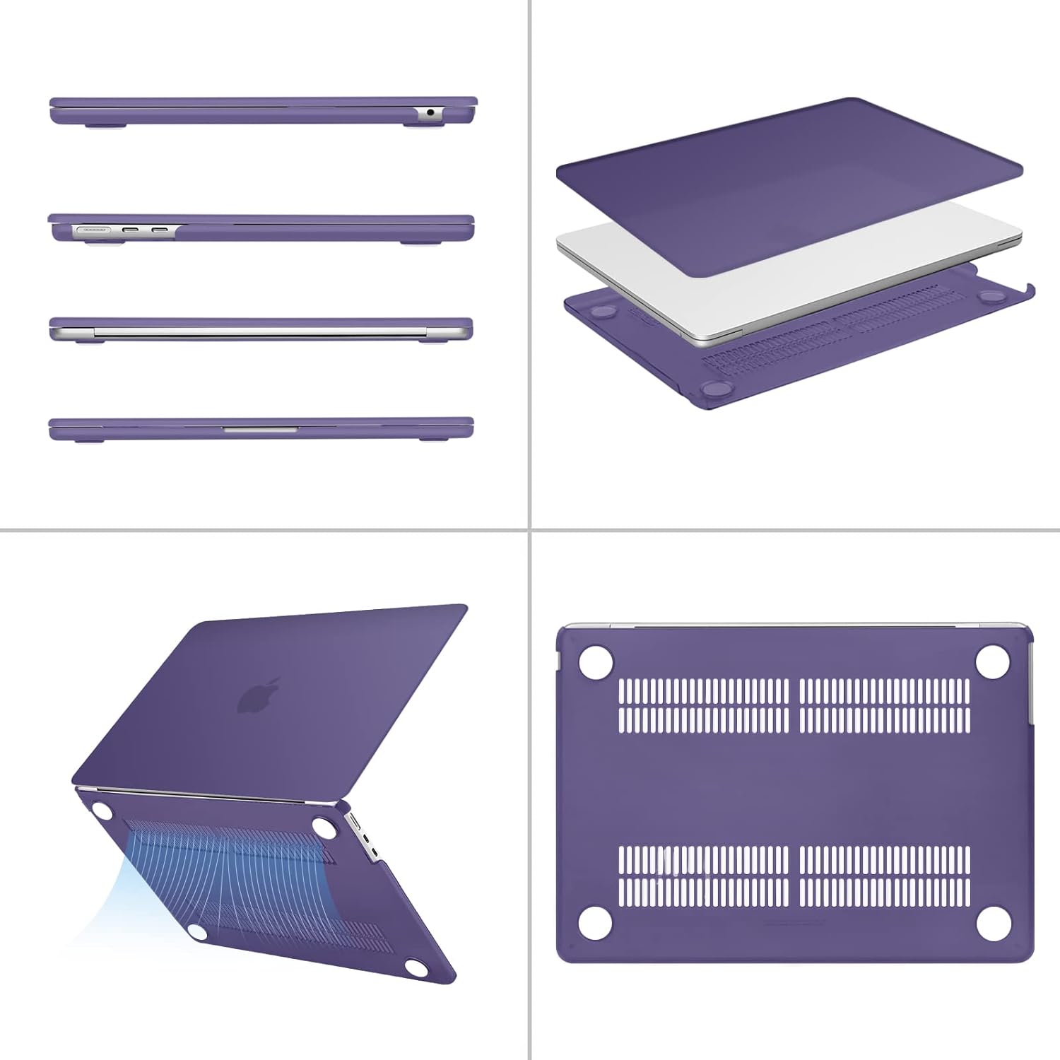 Alt View 1. mosiso - Case for 2026-2022 MacBook Air 13 inch Case M5 A3449 M4 A3240 M3 A3113 M2 A2681, Shell&Keyboard Cover&Screen Film&Pouch - Imperial Purple.
