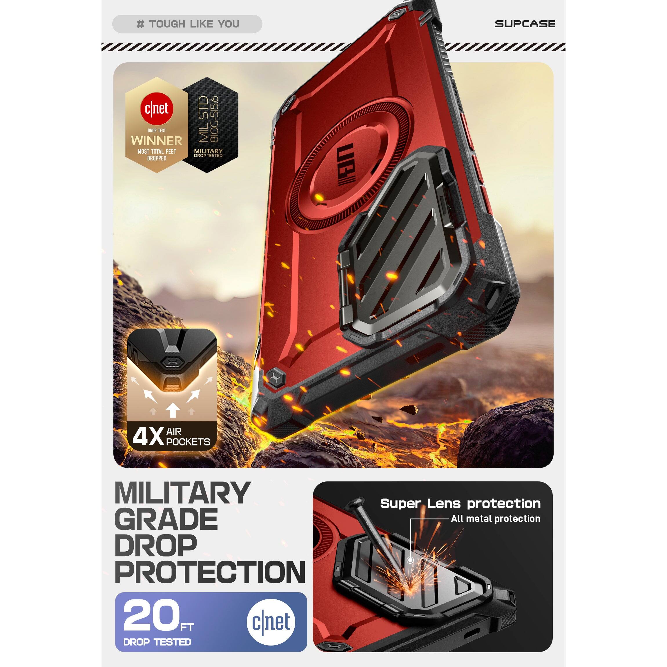 # TOUGH LIKE YOU

SUPCASE

c|net WINNER  
MOST TOTAL FEET DROPPED  
MILITARY GRADE DROP PROTECTION  
20 FT DROP TESTED

4X AIR POCKETS

MILITARY GRADE DROP PROTECTION

Super Lens protection  
All metal protection