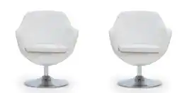 Manhattan Comfort - Caisson Modern Upholstered Swivel Lounge Chair - Set of 2 - White