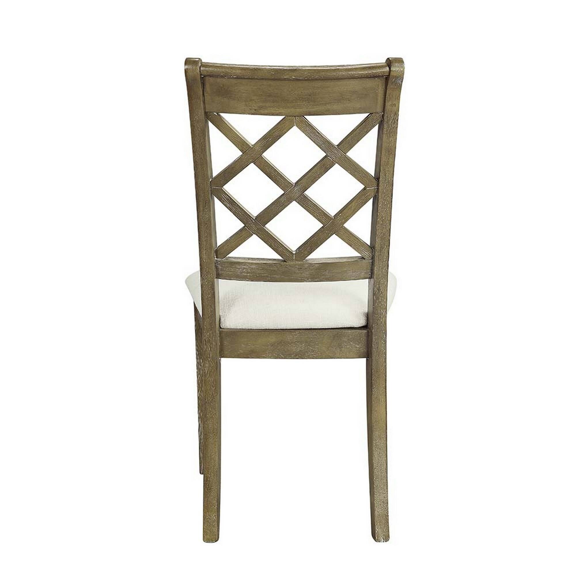 Alt View 3. Manhattan Lane - 23 Inch Wood Dining Chair, Set of 2, Cross Accent Backrest, Padded - Beige, Rustic Oak.