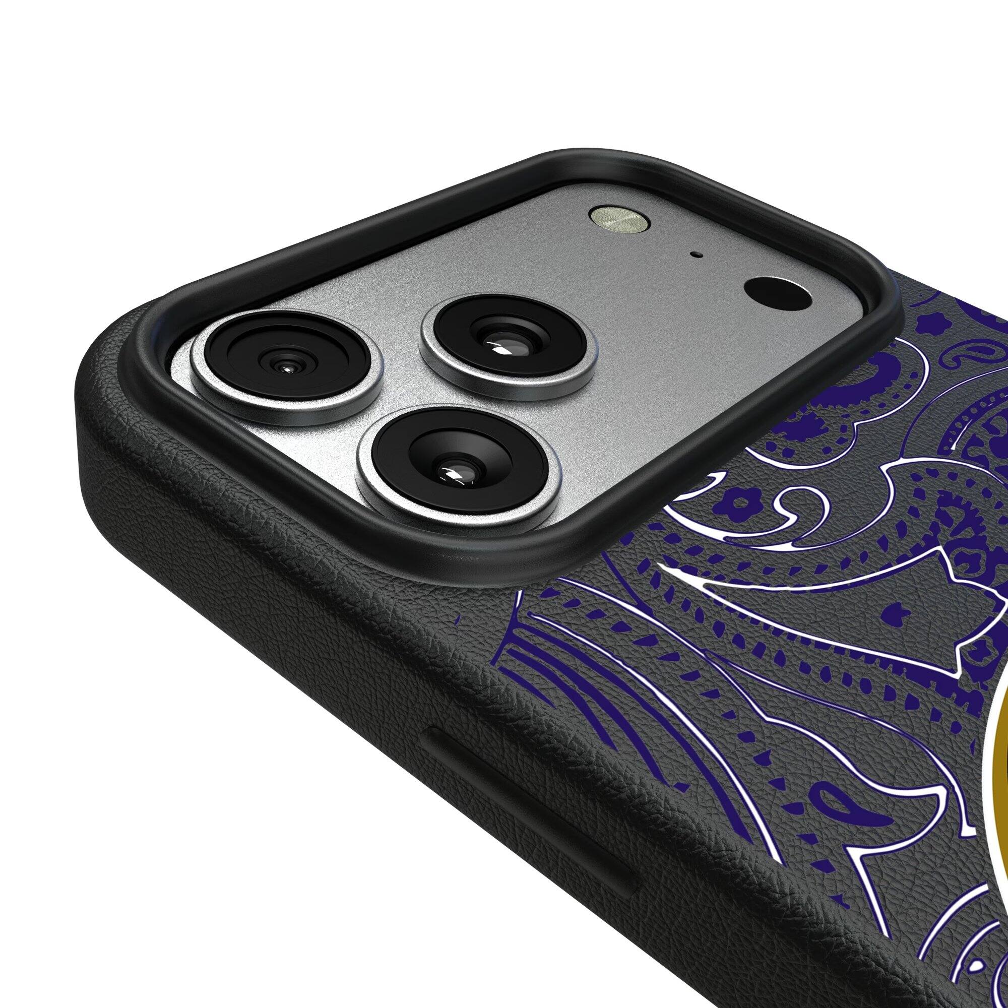 Alt View 2. Keyscaper - Baltimore Ravens Paisley iPhone Magnetic Bump Case - 15 - Black.