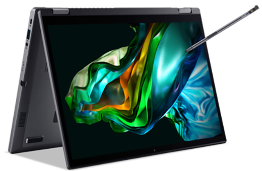 Left. Acer - Aspire Spin 14 ASP14-51MTN-7240 14" Touchscreen Notebook Intel Core 7 150U 32GB RAM 1TB SSD Windows 11 Home - Gray.