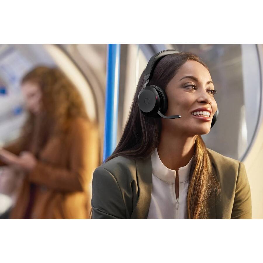 Alt View 4. Jabra - Jabra Evolve2 75 Wireless On-ear Stereo Headset - USB-A - For MS Teams - Black - Binaural - Ear-cup - 3000 cm - Black.