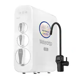 Waterdrop - G3P600 Tankless Reverse Osmosis Under-Sink Water Filter System, 600 GPD, Black Smart LED Faucet - White