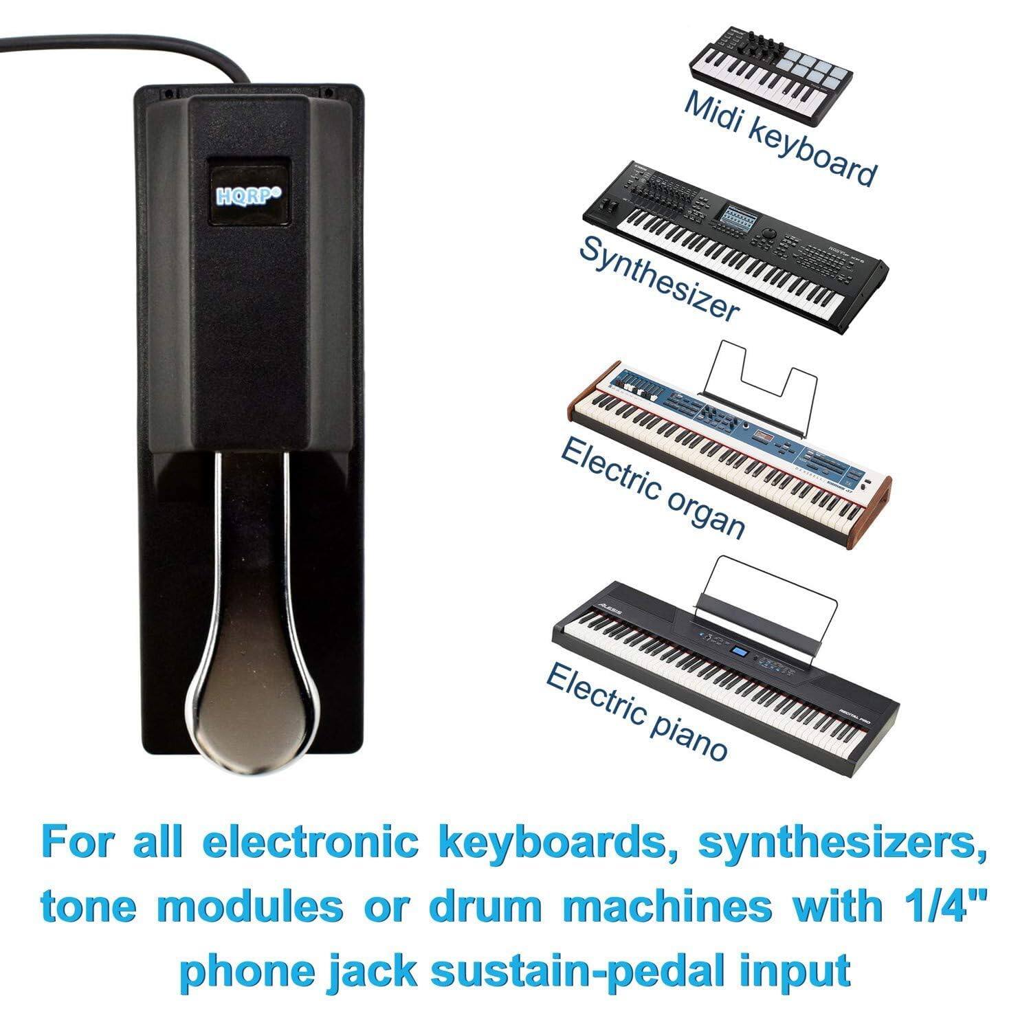 HQRP Midi keyboard Synthesizer Electric organ - Electric piano  
For all electronic keyboards, synthesizers, tone modules or drum machines with 1/4" phone jack sustain-pedal input