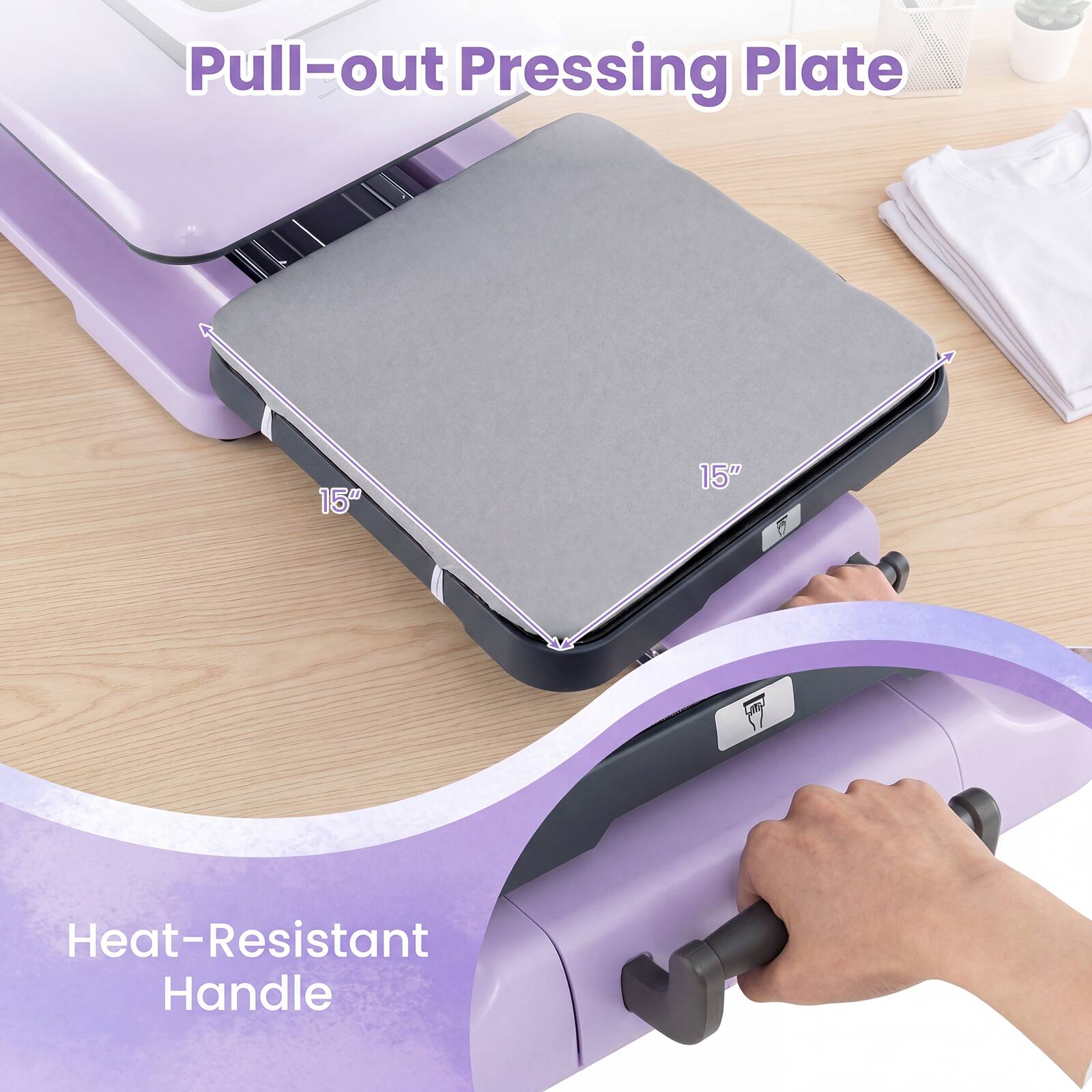 Pull-out Pressing Plate 150 15" 6 Heat-Resistant Handle