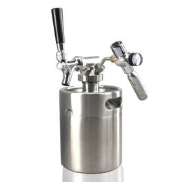 NutriChef - Pressurized Growler Tap System - Stainless Steel Mini Keg Dispenser Portable Kegerator Kit - Black/Chrome