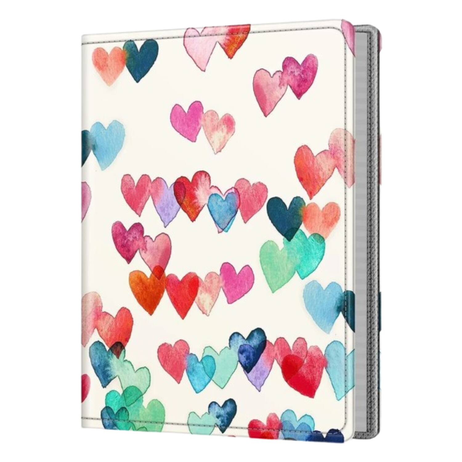 Front. Stock Preferred - 5x7 Photo Album 52 Photos Mini Capacity Vegan Leather Cover Book - Raining Hearts.