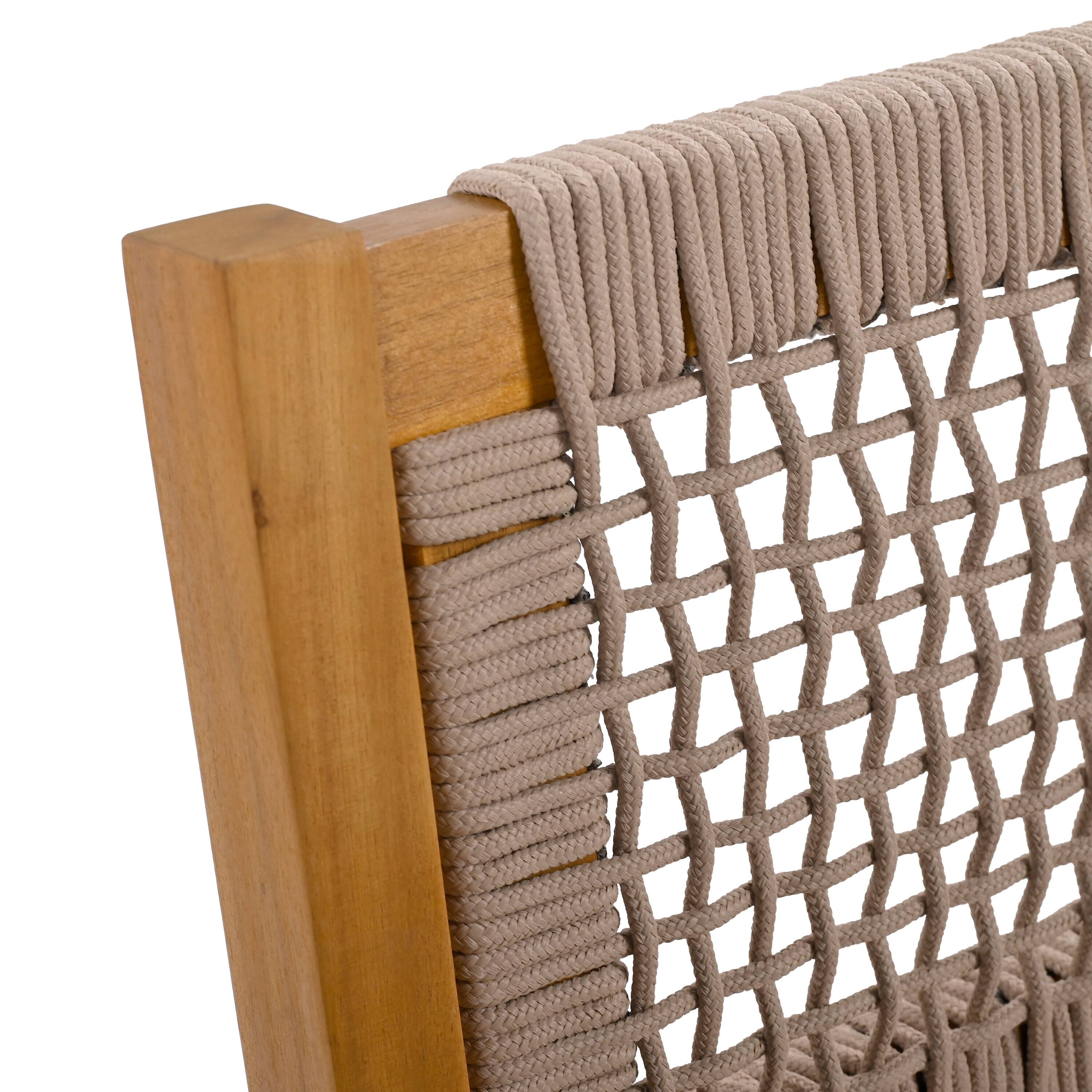 Alt View 4. Mondawe - Set of 2 Acacia Wood Dining Chairs with Rope Accents - Light Brown.