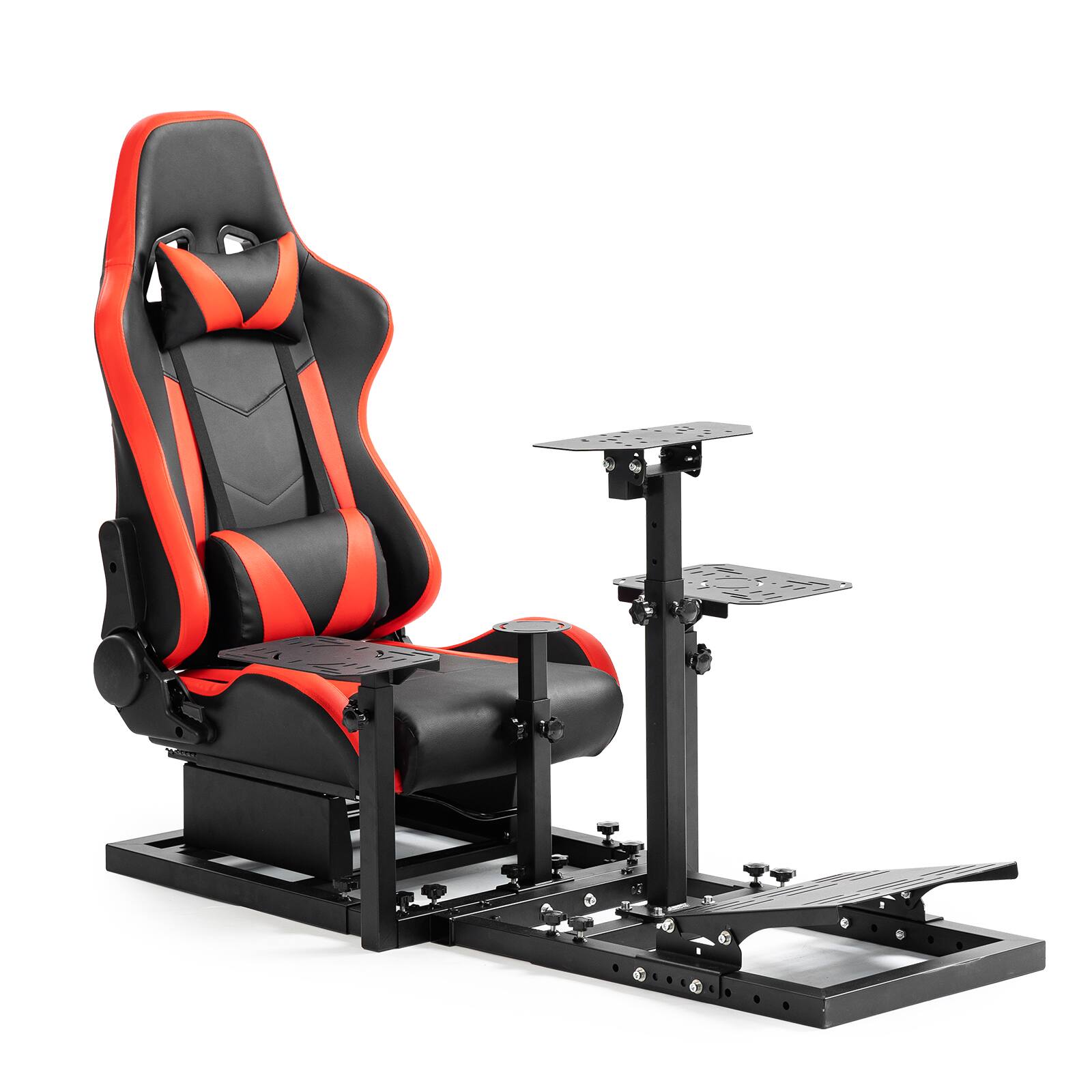 Front. Dardoo - Dardoo Flight Simulator Cockpit with Red Seat Fit for Thrustmaster Hotas Warthog, for Honeycomb Alpha Bravo - Black/Red.