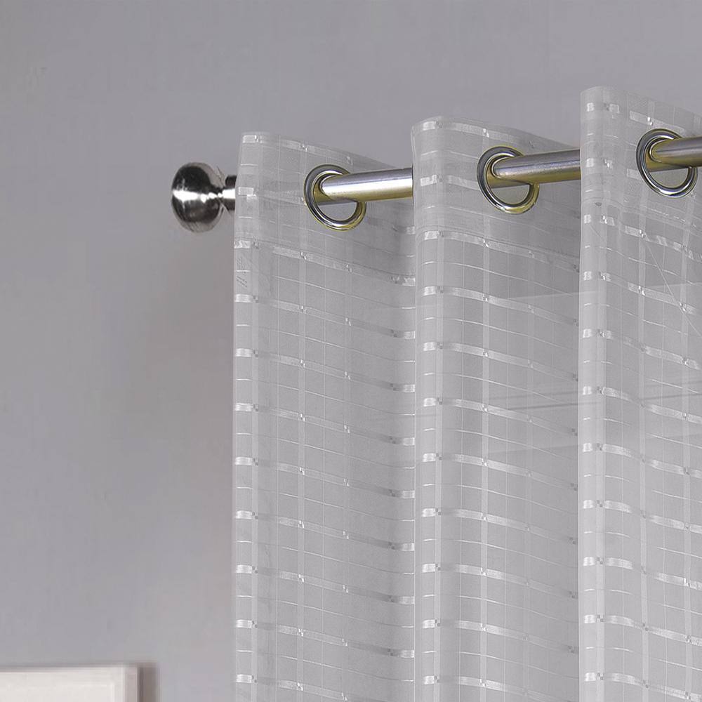 Left. RT Designers Collection - RT Designers Collection Wanda Box Voile Light Filtering One Grommet Curtain Panel 54" x 90" Silver - Silver.